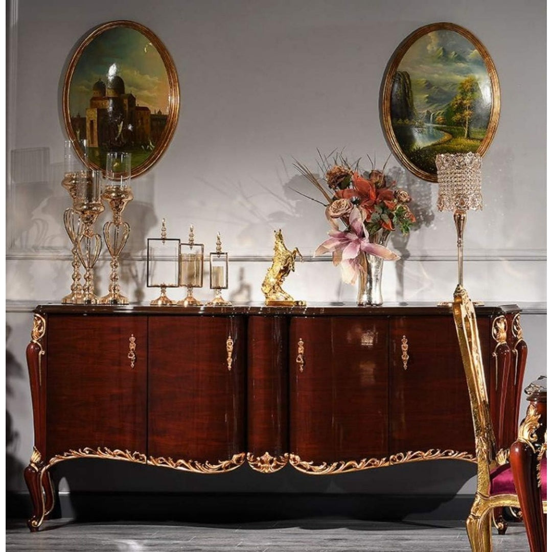 Sideboard aus Metall und Glas mit 4 Tueren