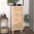 Sideboard mit Schubladen, Flechtoptik und Holzbeinen