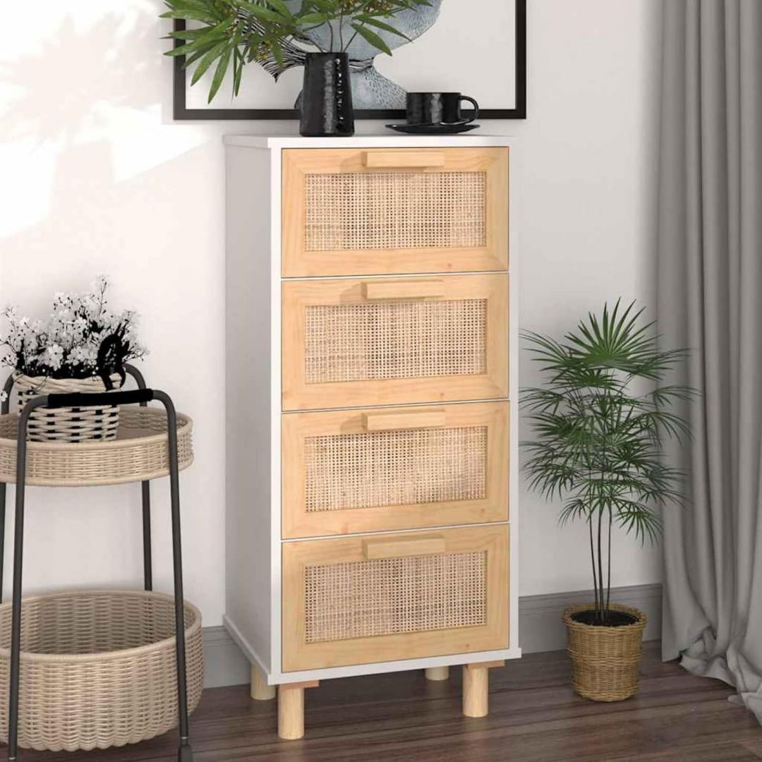 Sideboard mit Schubladen, Flechtoptik und Holzbeinen