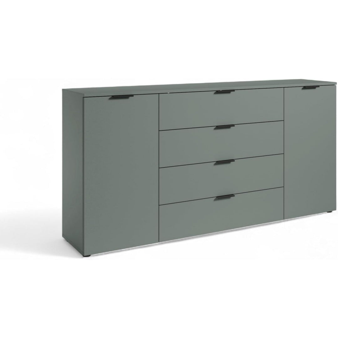 Schubladen und gerundete Konturen an dem Sideboard