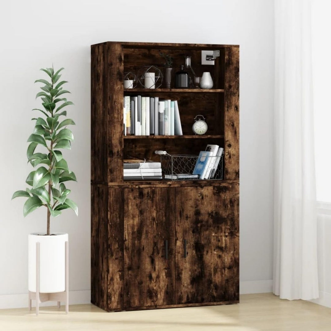 Hochschrank aus Holzwerkstoff in Dunkelbraun