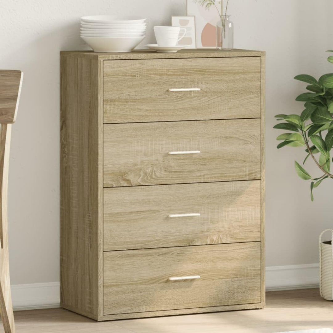 Sideboard aus Holzwerkstoff in Eichenbraun mit den Massen 60 x 31 x 84 cm
