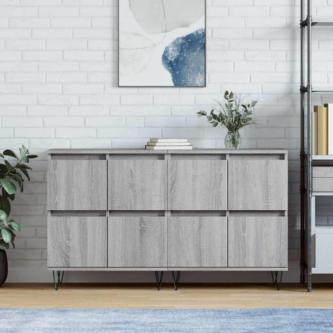 Sideboard aus Holzwerkstoff und Metall in Eichenbraun und Grau