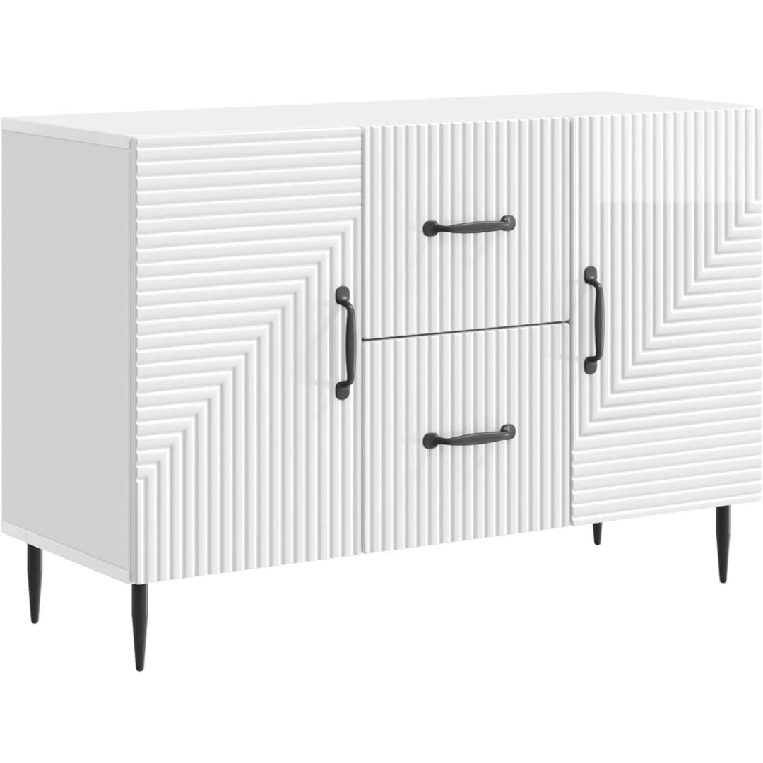 2 Schubladen und glaenzende Oberflaechen an dem Sideboard