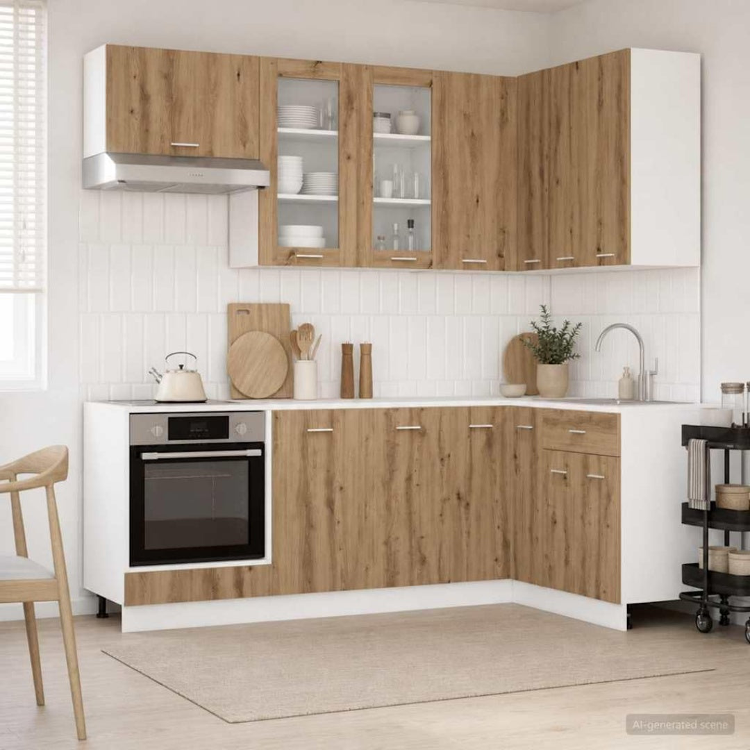 Hochschrank mit Schubladen in Eichenbraun