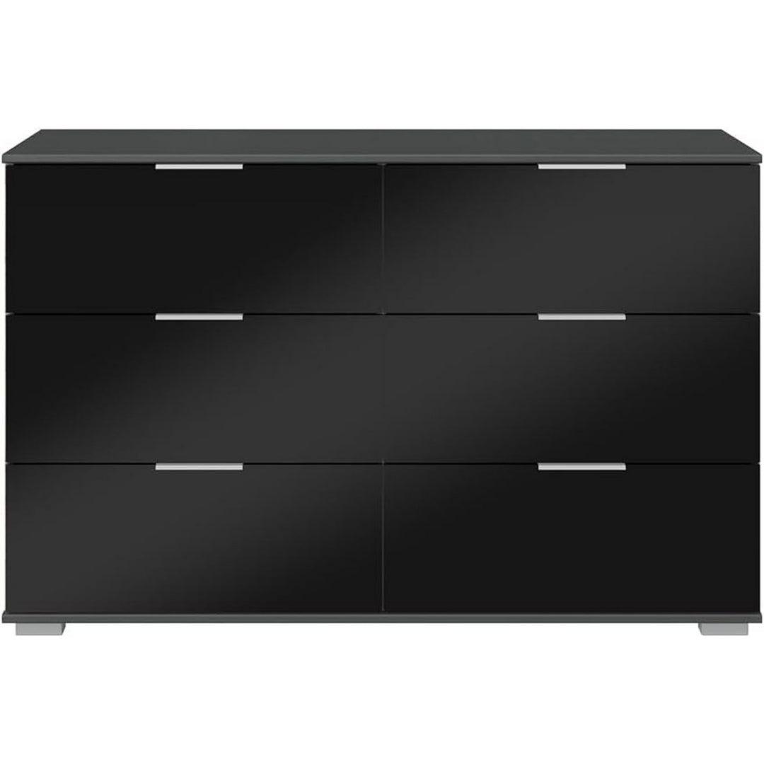 6 Schubladen an dem Sideboard aus Glas
